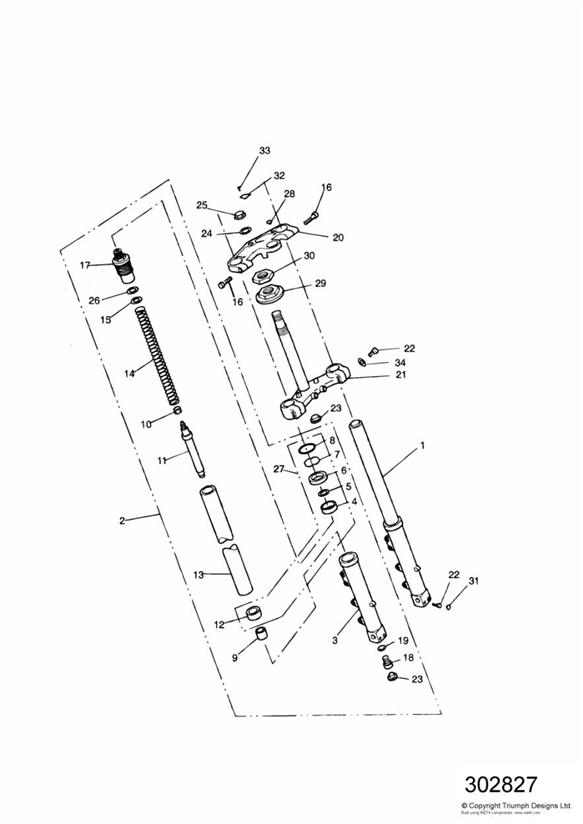 Diagram Front Forks and Yokes 900cc Model for your 2017 Triumph Bonneville Bobber   