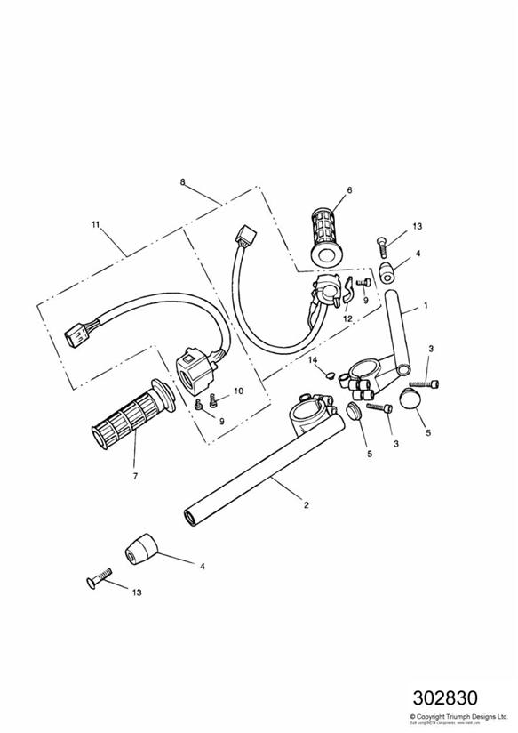 Diagram Handlebars and Switches for your 2007 Triumph Bonneville  from VIN 380777/ SE 