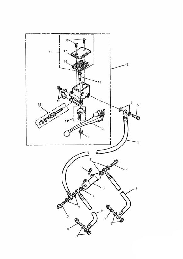 Diagram Front Brake Master Cylinder for your 2007 Triumph Bonneville  from VIN 380777/ SE 