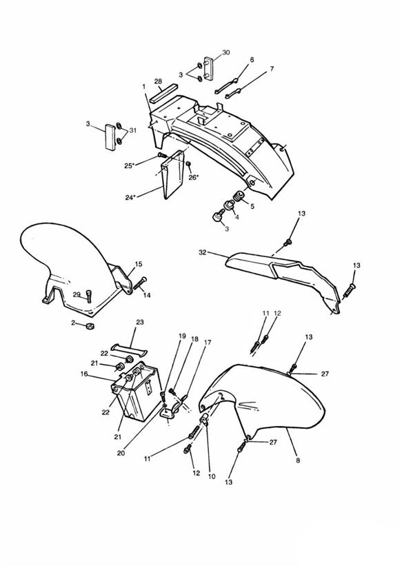 Diagram Mudguards/Chainguard/Battery Box for your 2015 Triumph Thruxton  900 EFI 