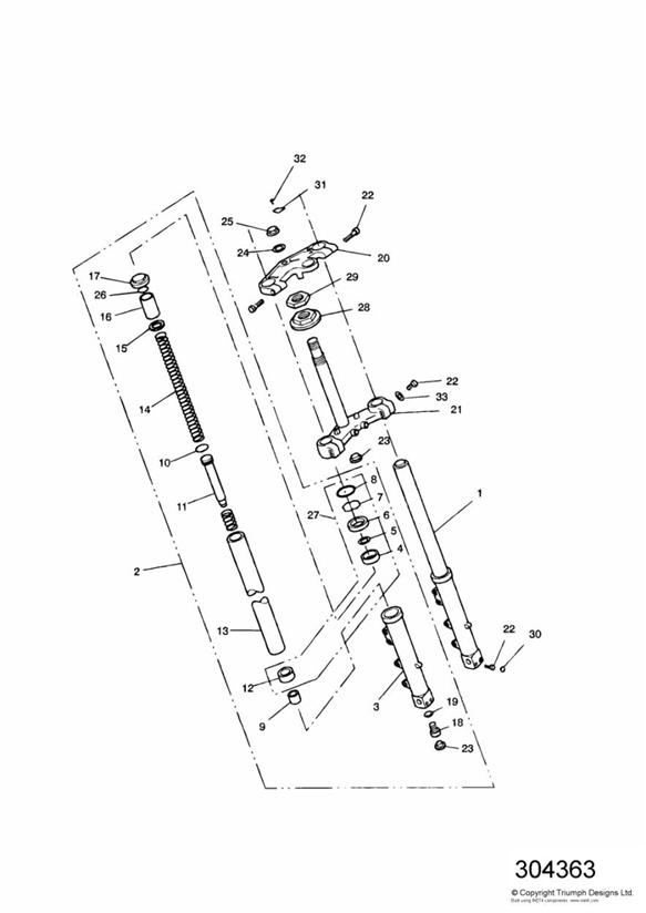 Diagram Front Forks and Yokes  + 44301 for your 2017 Triumph Bonneville Bobber   