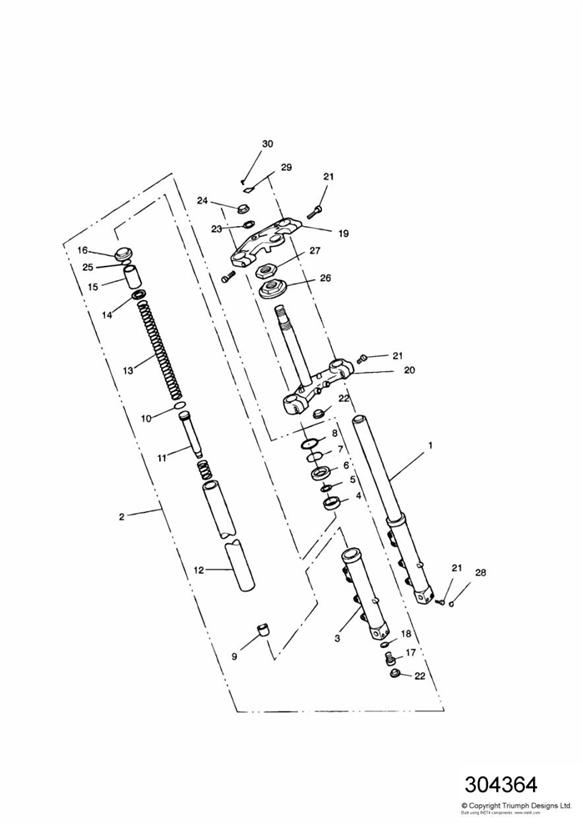 Full size assembly image of Front Forks and Yokes 44302 + (1/1)