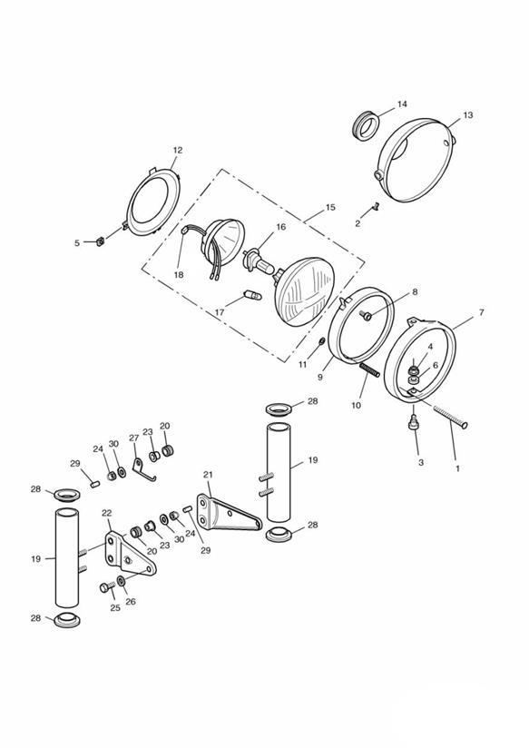 Diagram Headlight/Mountings for your 2011 Triumph Scrambler  EFI 