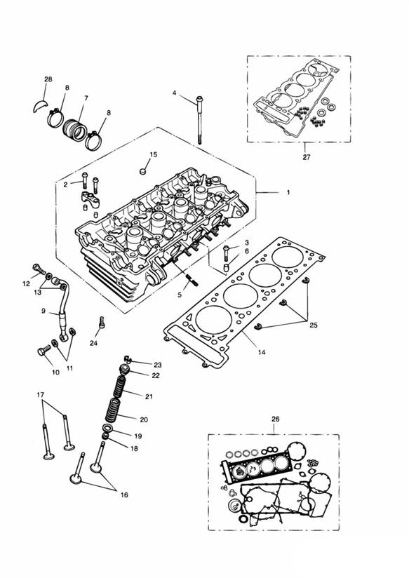 Diagram Cylinder Head and Valves 4 Cylinder Grey for your 2006 Triumph Scrambler  EFI 