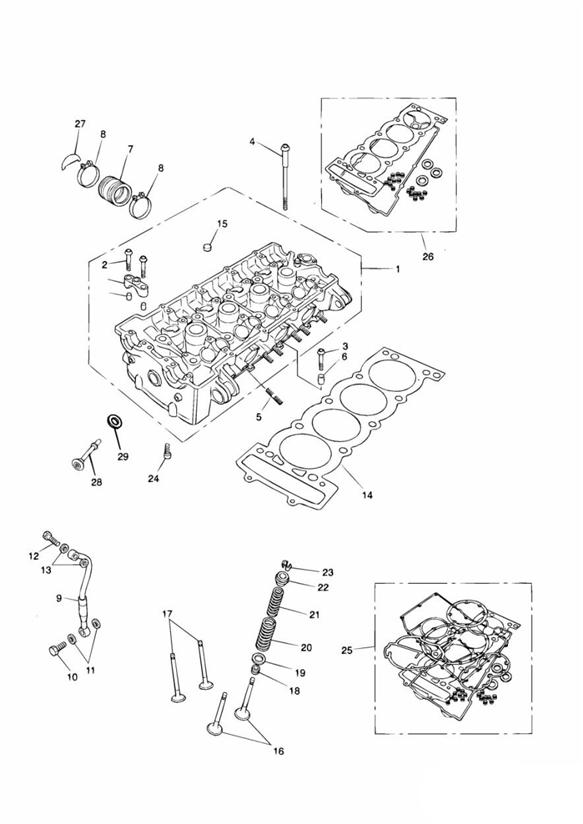 Diagram Cylinder Head and Valves 4 Cylinder Black for your 2006 Triumph Scrambler  EFI 