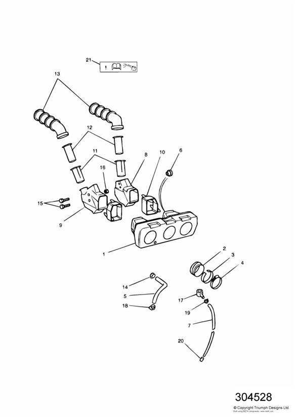 Diagram Airbox 3 Cylinder - All Markets Except US CAL for your 2010 Triumph Bonneville  from VIN 380777/ SE 