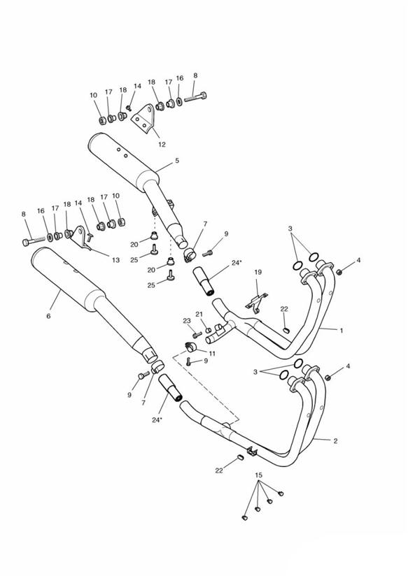 Diagram 4 Cylinder Exhaust System for your 2017 Triumph Bonneville  T100 BLACK 