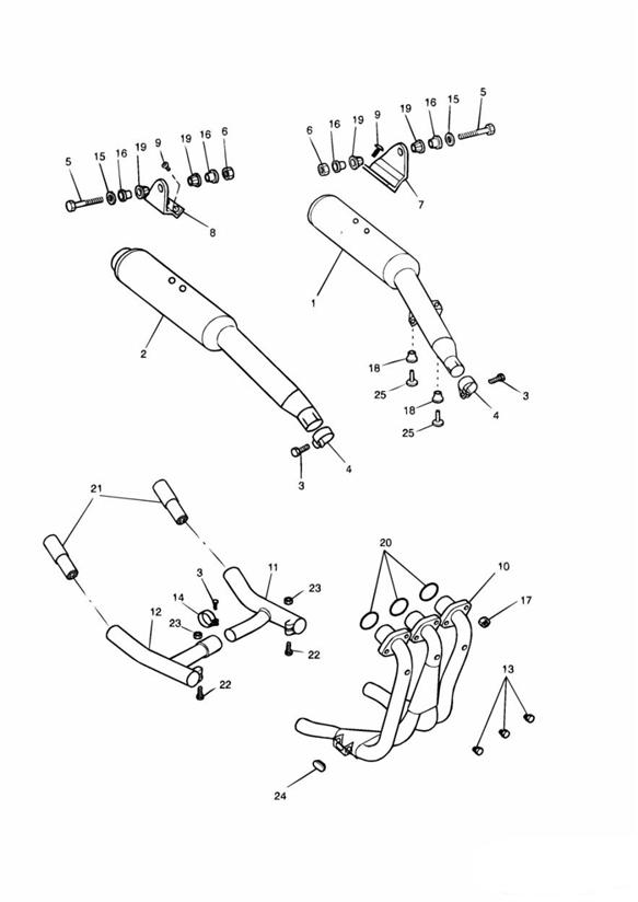 Diagram 3 Cylinder Exhaust System for your 2020 Triumph Bonneville  T120 BLACK 