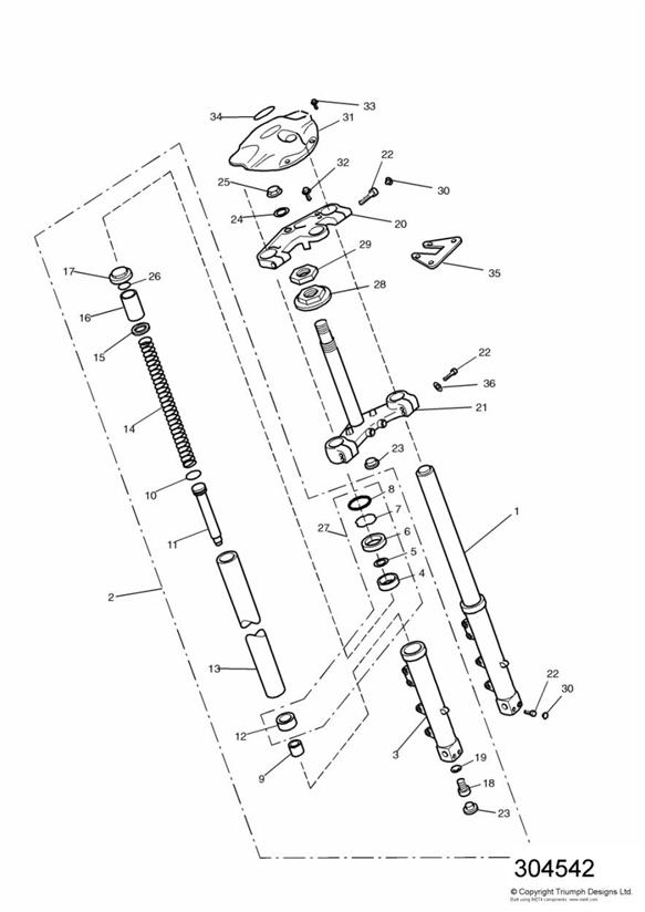 Diagram Front Forks and Yokes  + 42274 for your 2006 Triumph Scrambler  EFI 