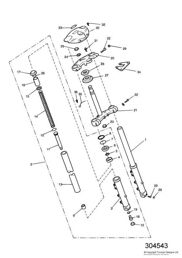 Diagram Front Forks and Yokes 42275 +  + 95082 for your Triumph