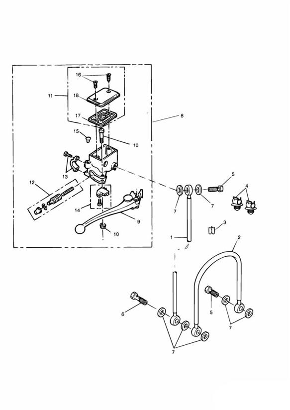 Diagram Front Brake Master Cylinder 71699 + for your 2007 Triumph Bonneville  from VIN 380777/ SE 