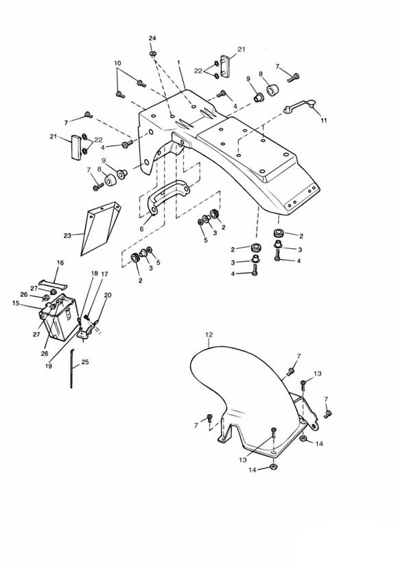 Diagram Rear Mudguard & Battery Box for your Triumph