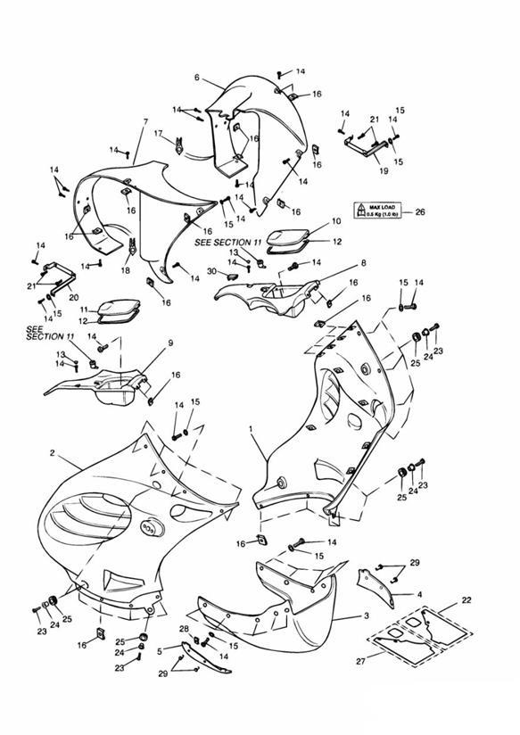 Diagram Bodywork - Lower Fairing for your 2002 Triumph Thunderbird   