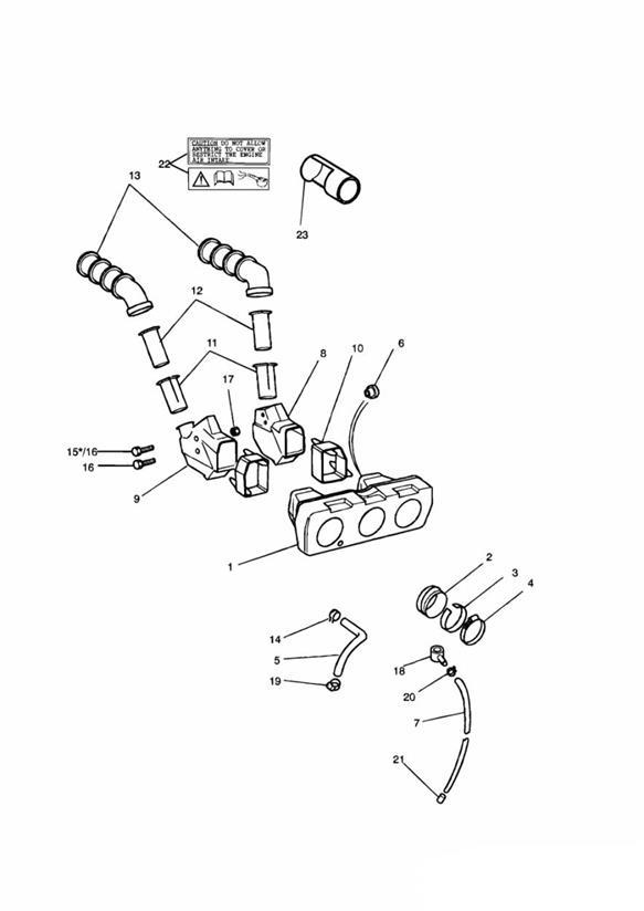 Diagram Airbox 4 Cyl, All markets. 3 Cyl, All markets except US CAL for your 2015 Triumph Thruxton  900 EFI 