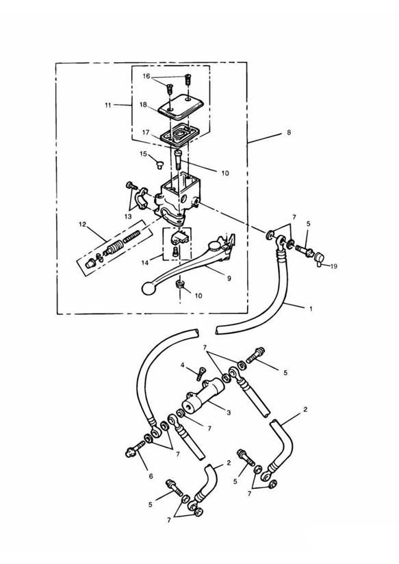 Diagram Front Brake Master Cylinder for your 2007 Triumph Bonneville  from VIN 380777/ SE 