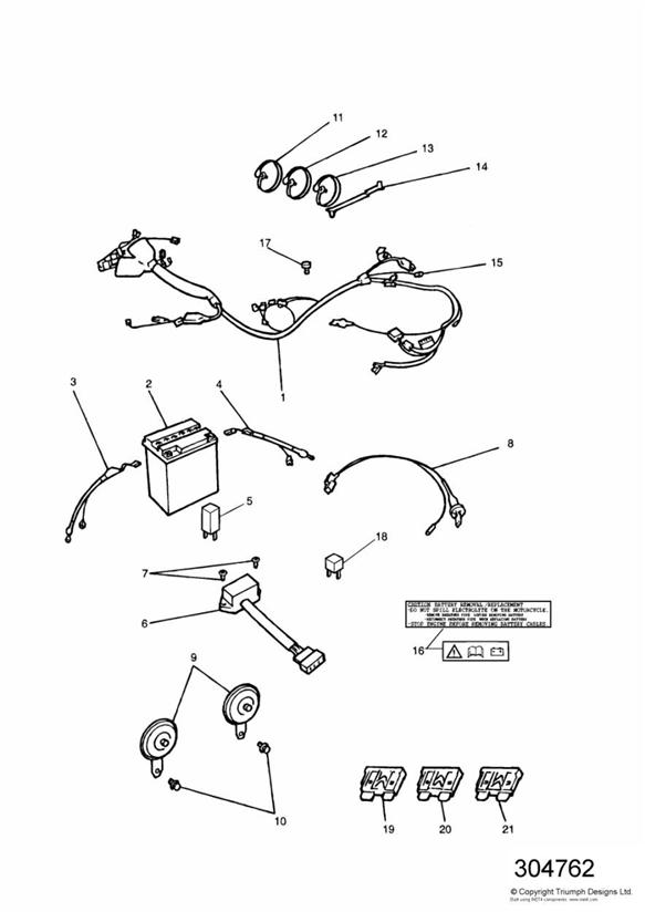 Diagram Electrical Equipment for your Triumph Bonneville Bobber  