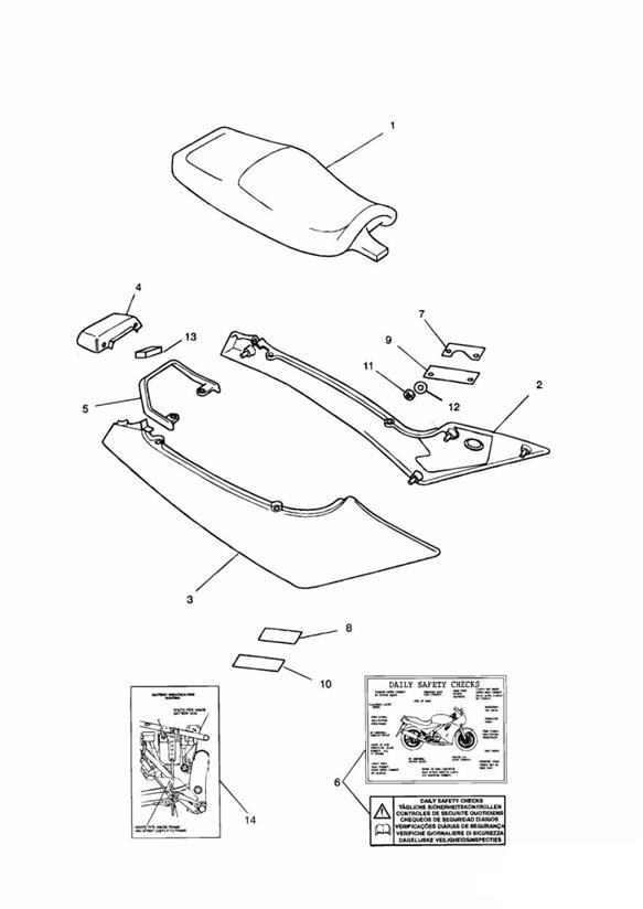 Diagram Bodywork - Rear Side Panels & Seat for your 1991 Triumph Trophy   