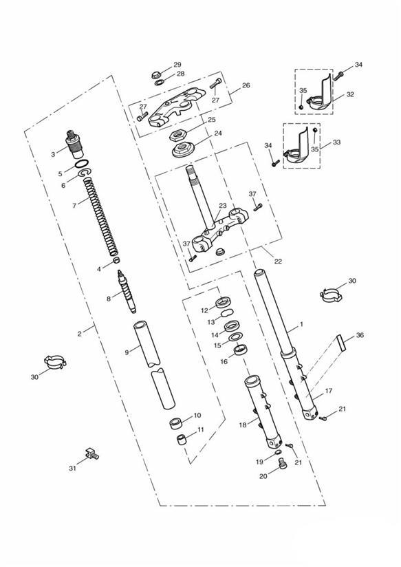 Diagram Front Forks and Yokes for your 2010 Triumph Bonneville  from VIN 380777/ SE 