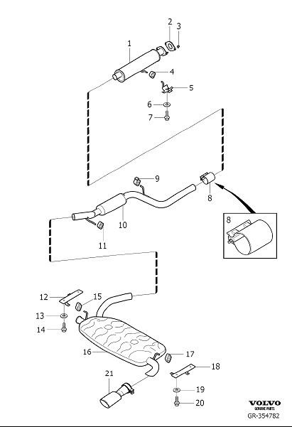 Diagram Exhaust system for your 2002 Volvo S40   