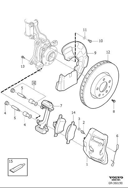 Diagram Front wheel brake for your 2011 Volvo XC60   