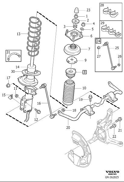 Diagram Front spring suspension for your 2008 Volvo V70   