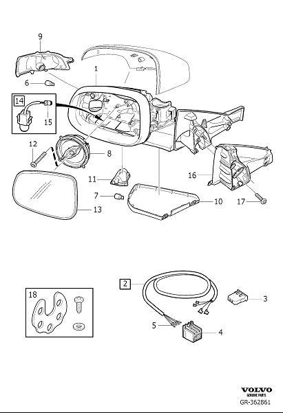 Diagram Rearview mirrors, door mirrors for your 2010 Volvo V70   