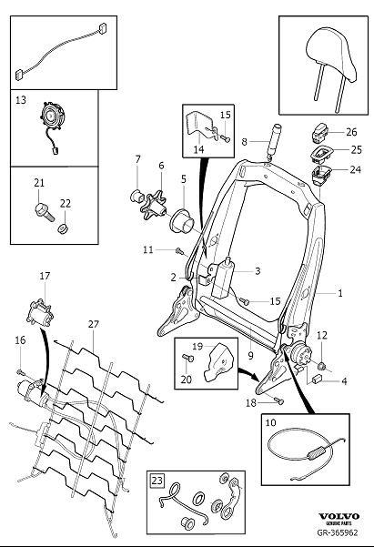 Diagram Backrest, electrically operated for your 2022 Volvo V60 Cross Country   