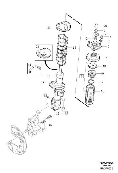 Diagram Suspension front, coil spring and torsion spring for your 2020 Volvo XC90   