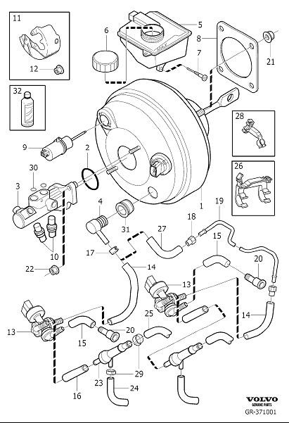 Diagram Master cylinder, power brake booster for your 2003 Volvo XC90   