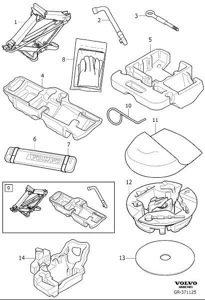 Diagram Tools and jack for your 2024 Volvo XC60   
