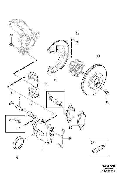 Diagram Front wheel brake for your 2003 Volvo S40   