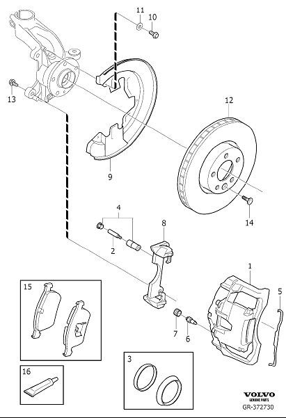 Diagram Front wheel brake for your 2003 Volvo S40   