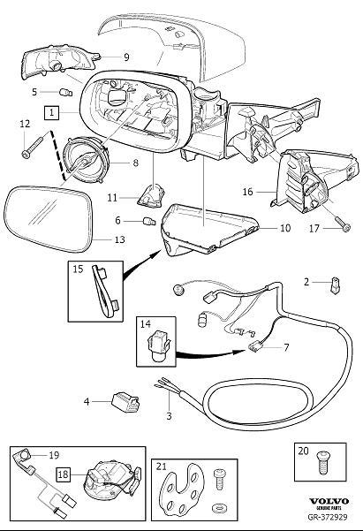 Diagram Rearview mirrors, door mirrors for your Volvo V70  