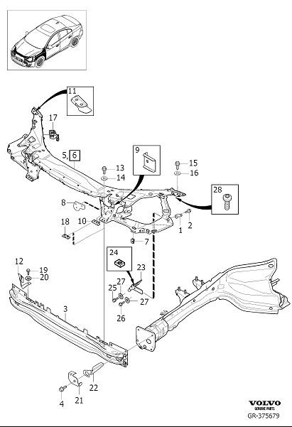 Diagram Front section for your Volvo V60  