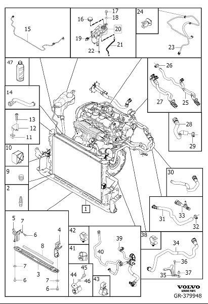 Diagram Radiator and connections for your Volvo V60  