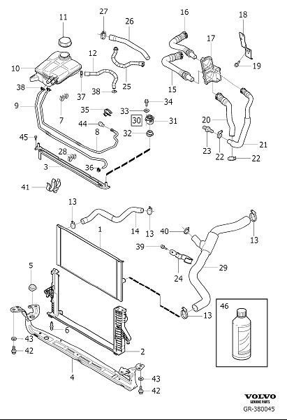 Diagram Radiator and connections for your 2008 Volvo S40   