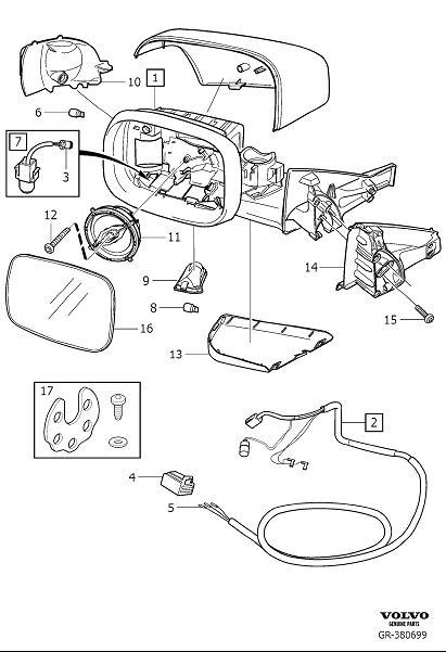 Diagram Rearview mirrors, door mirrors for your Volvo