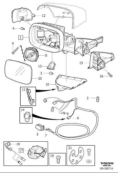 Diagram Rearview mirrors, door mirrors for your 2008 Volvo XC70  3.2l 6 cylinder 