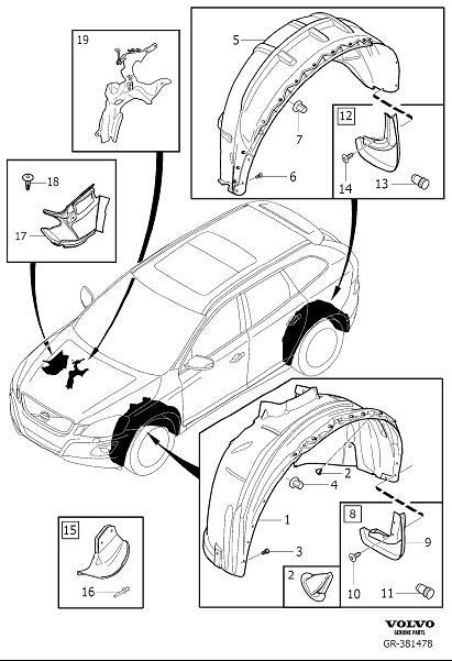 Diagram Mudflaps for your 2014 Volvo XC60   