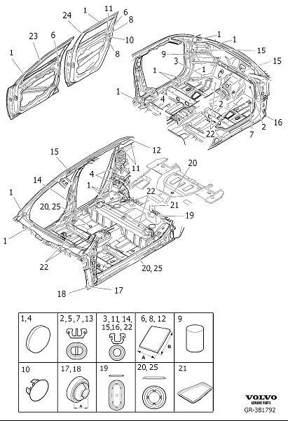 Diagram Seals body, passenger compartment and doors for your 1998 Volvo V70   