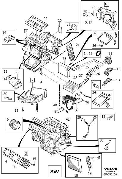Diagram Climate unit assembly for your Volvo