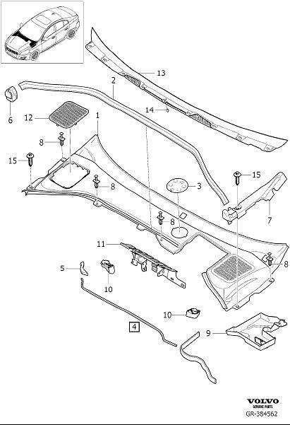 Diagram Windscreen drainage for your 2008 Volvo S60   
