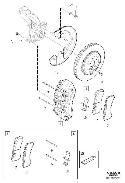 Diagram Front wheel brake for your 2021 Volvo V60   