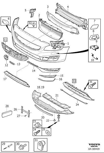 Diagram Bumper, front, body parts for your 2023 Volvo XC60   