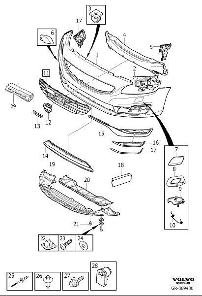 Diagram Bumper, front, body parts for your 2005 Volvo S60   