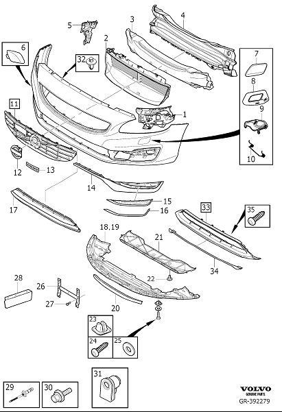 Diagram Bumper, front, body parts for your 2002 Volvo S60   