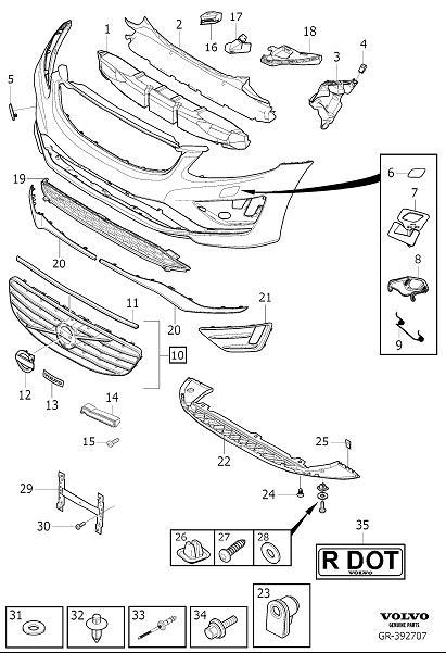 Diagram Bumper, front, body parts for your Volvo XC60  