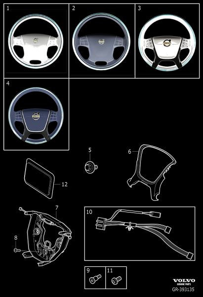 Diagram Steering wheel, 4-spoke for your 2014 Volvo XC70  3.2l 6 cylinder 
