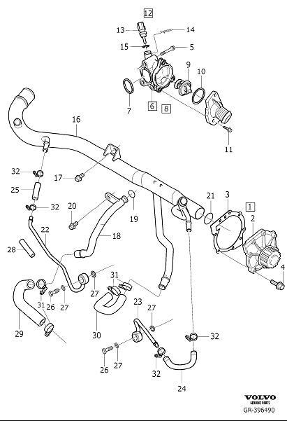 Diagram Coolant pump, thermostat and cable for your 2022 Volvo V60   