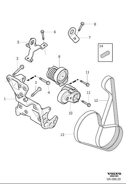 Diagram Auxiliary aggregate suspension, auxiliary belt drive for your Volvo S60 Cross Country  